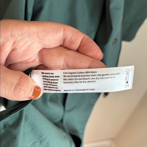 Eileen Fisher Dark Green Long nylon Fall Spring Trench Coat rain jacket medium - Picture 11 of 13